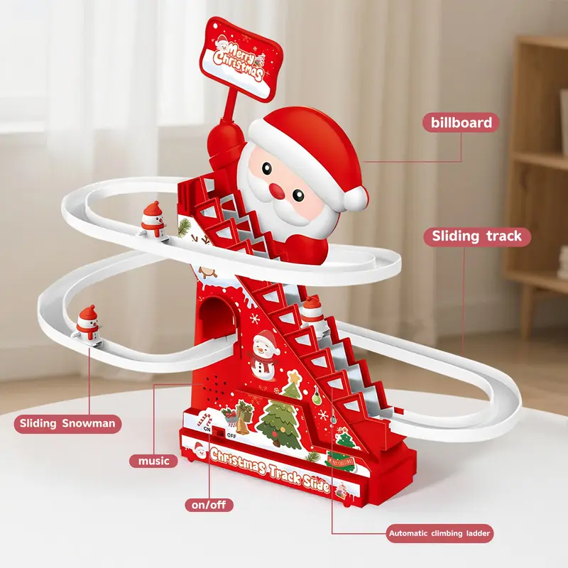 🎄✨ Christmas Electric Climbing Stairs Track Toy Set 🚂🎁 | Fun Sliding & Assembling Toy for Kids!