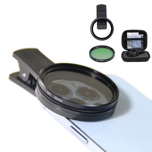 🔥52mm Clip-on CPL Phone Camera Lens Filter Kit