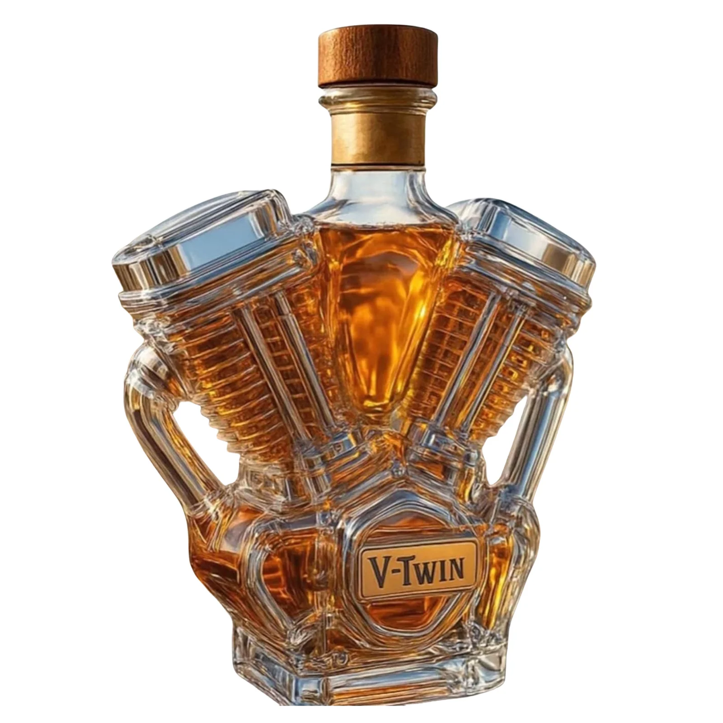 3d Motorcycle Engine Glass Bottle