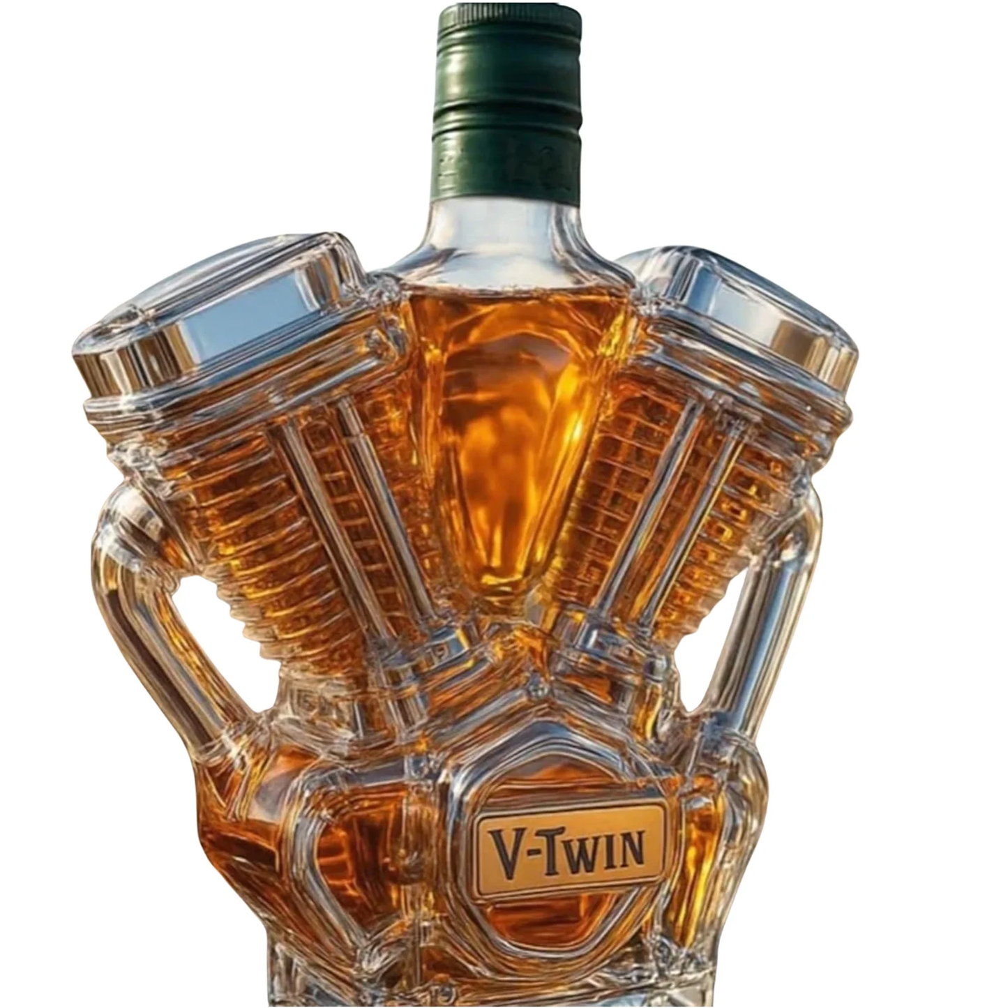 3d Motorcycle Engine Glass Bottle