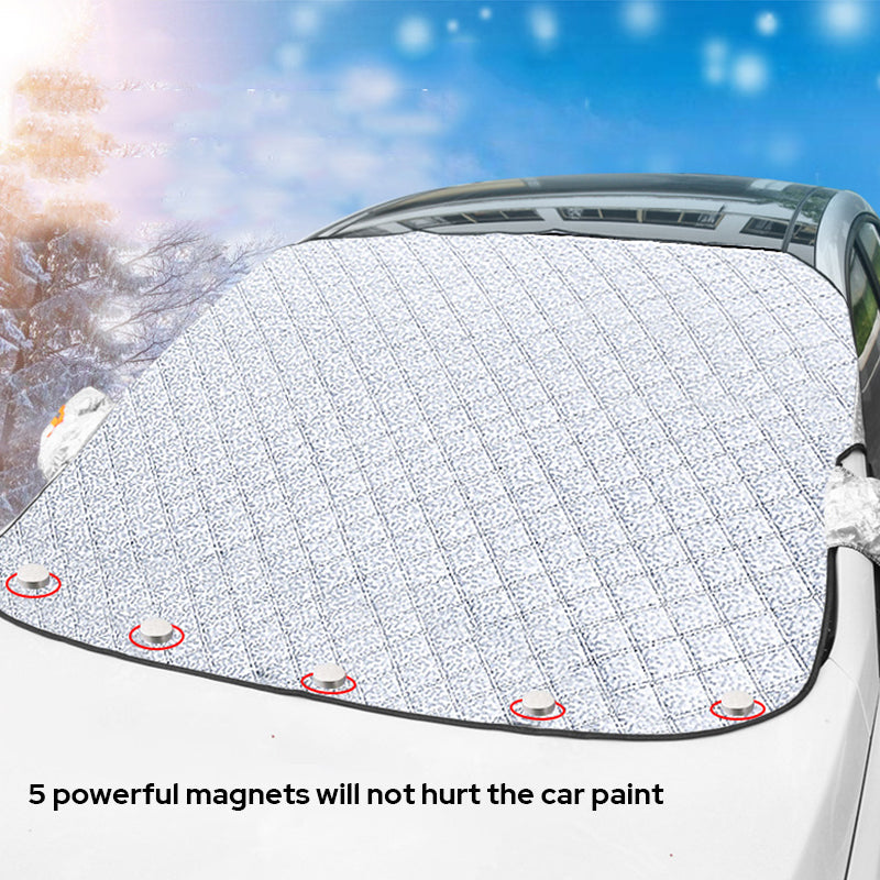 🚗 BUY 1 GET 1 FREE! ✨ 4-Layer Magnetic Windshield Car Cover - Thermal Insulation & Frost Protection with Easy Installation ❄️🔗