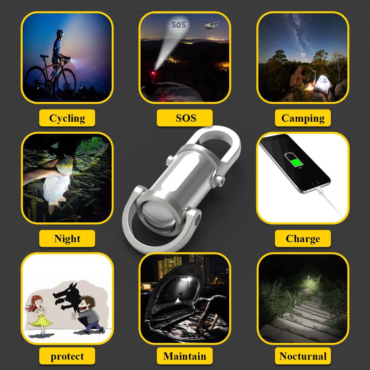 ❄️Winter Discount Frenzy Promotion-49% OFF-🔦Mini Keychain LED Flashlight - Fast Charging Bi-Directional Output Work Light with Emergency SOS