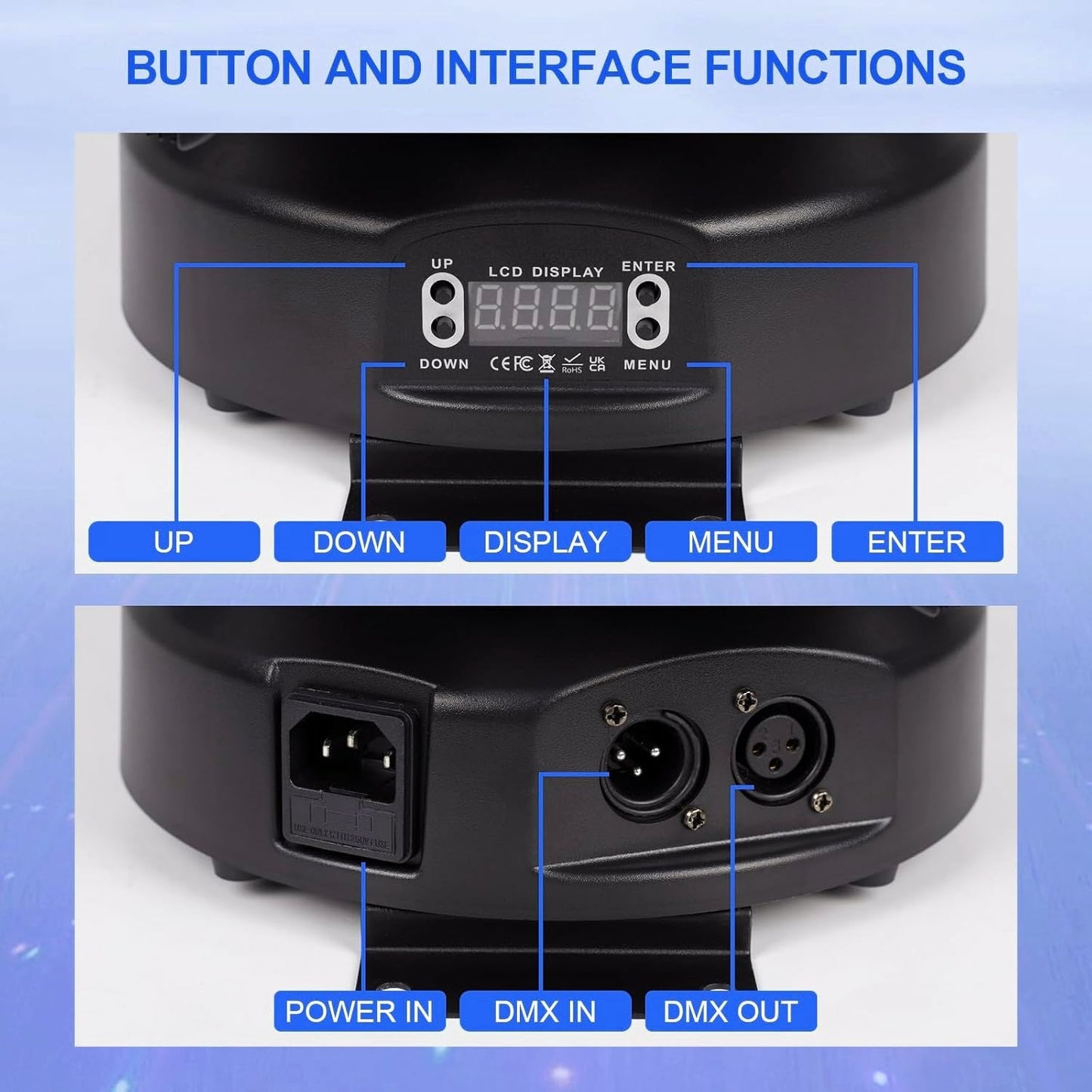 150W RGBW 4-in-1 Moving Head DJ Light with 6 Arms, Remote Control, DMX512, Sound-Activated Rotating Stage Light for Wedding, Club, KTV, Bar, and Party