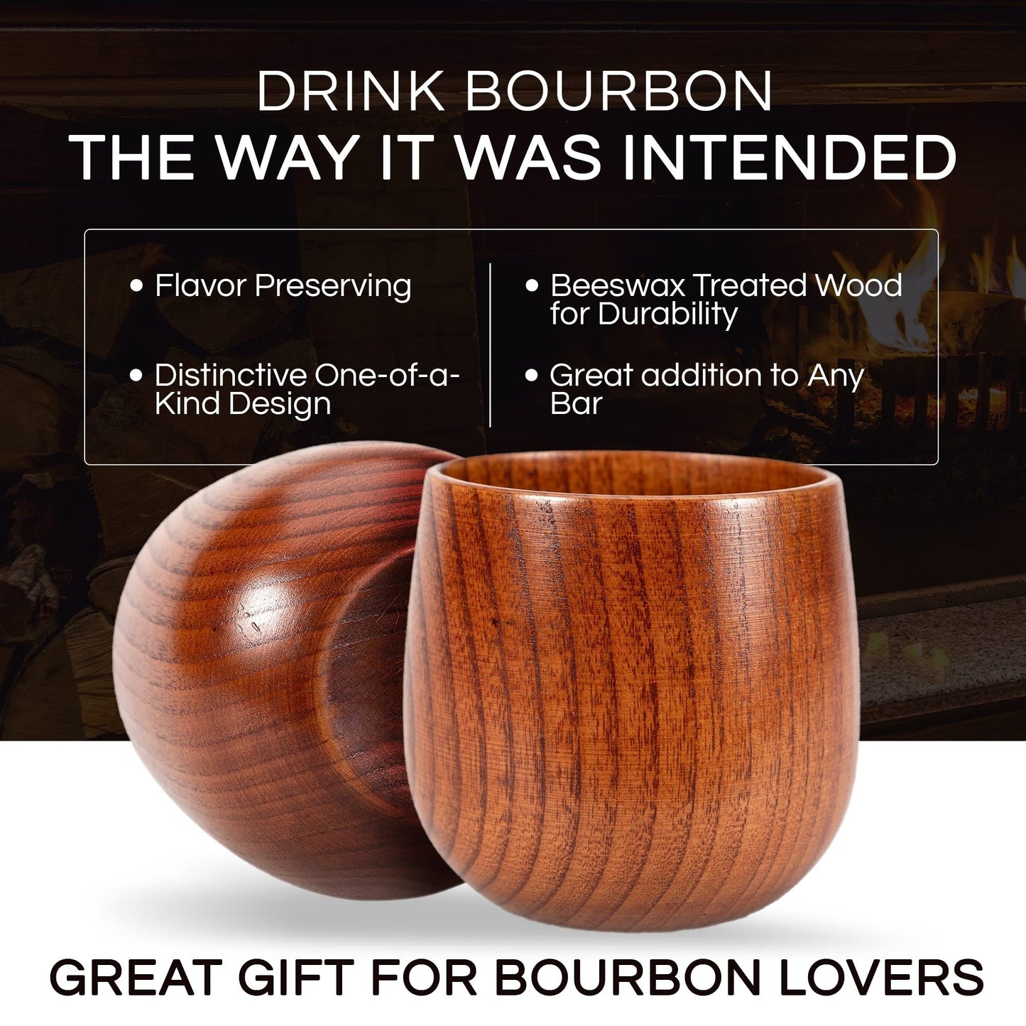 🔥2025 Hot Sale🔥Handmade and Charred Drinking Vessel -Original Wooden Bourbon Drinking Glass