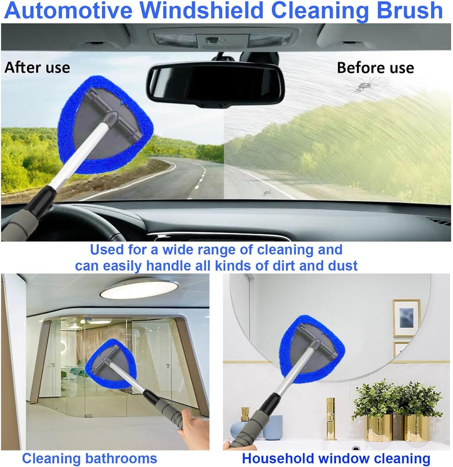 Microfiber Car Window Cleaning Tool with Extendable Handle & 2 Cloth Pad Head - BUY 2 GET 1 FREE/BUY 3 GET 2 FREE